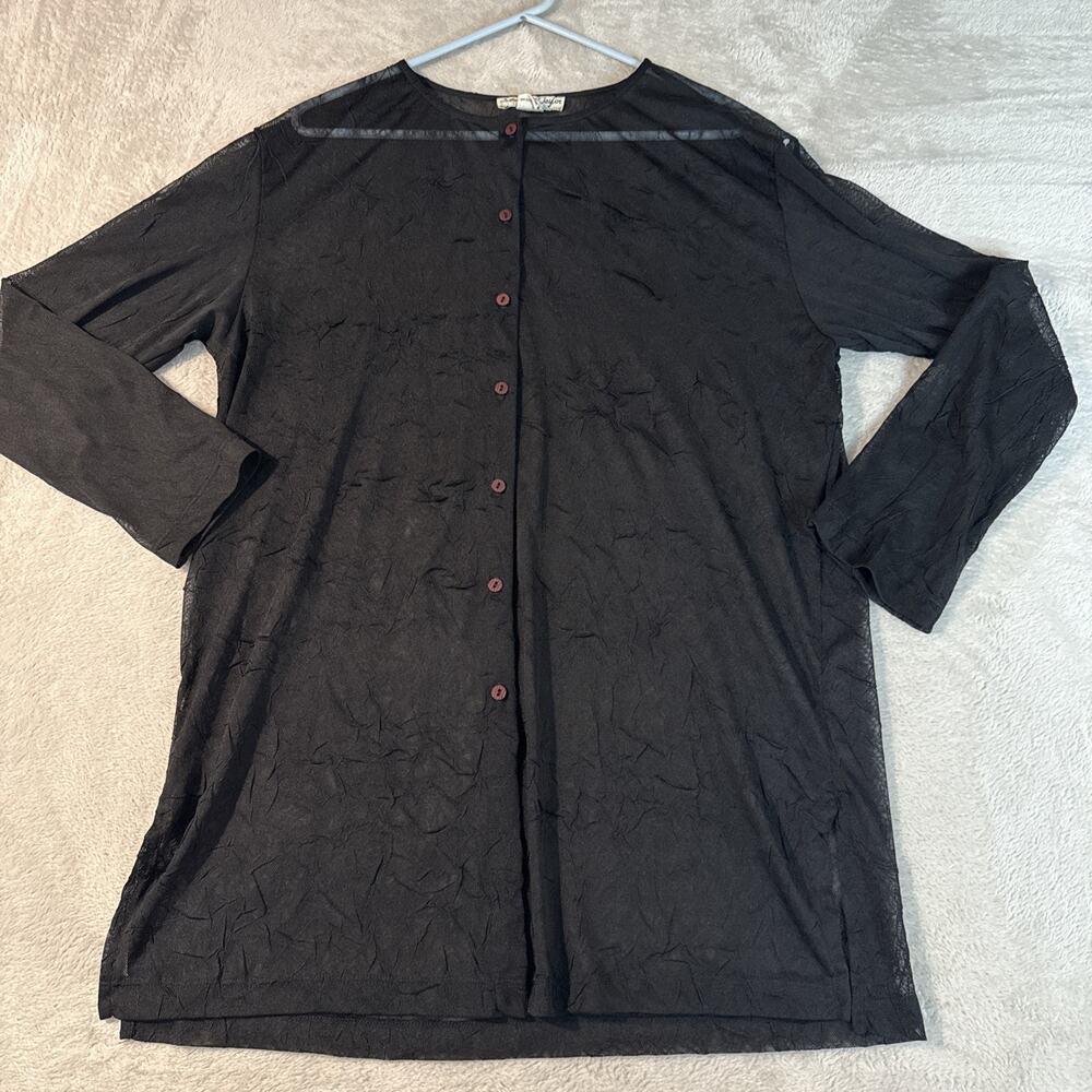 Vtg Samantha Taylor Crinkle Sheer Cardigan Duster Womens Long Maxi Witchy Goth L